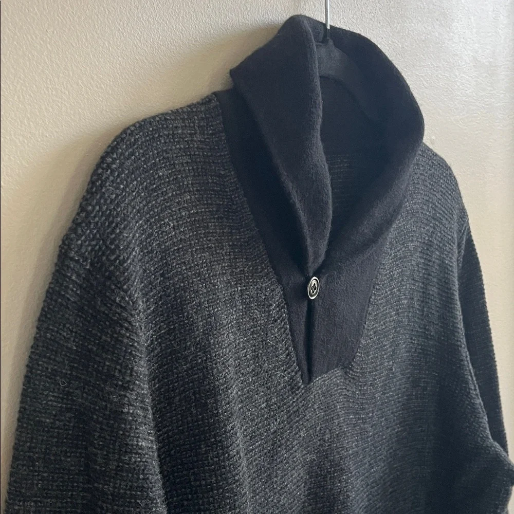 J Crew black pullover wool shawl collar sweater size large